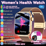 💎 2025 Women’s Health Smartwatch – NFC, HRV & Blood Pressure Monitor, Bluetooth Call, Waterproof IP68
